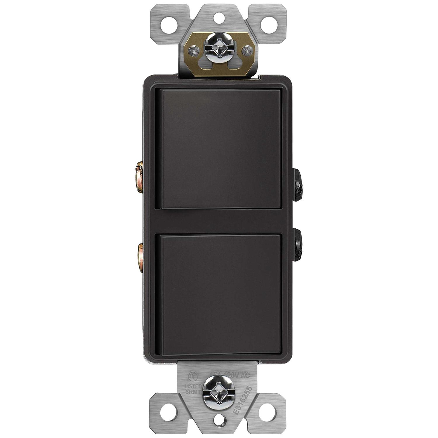 Enerlites Double Paddle Rocker Decorator Switch Ground Terminal - Zenithce