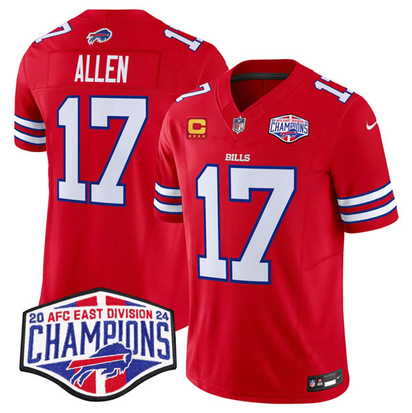 Buffalo Bills #17 Josh Allen Red 2024-25 F.U.S.E. AFC East Division Champions With 4-Star C Patch Limited Stitched Jersey - Zenithce