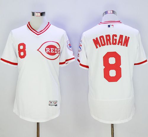 Reds #8 Joe Morgan White Flexbase Authentic Collection Cooperstown Stitched Jersey - Zenithce