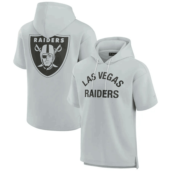 Las Vegas Raiders Gray Super Soft Fleece Short Sleeve Hoodie - Zenithce