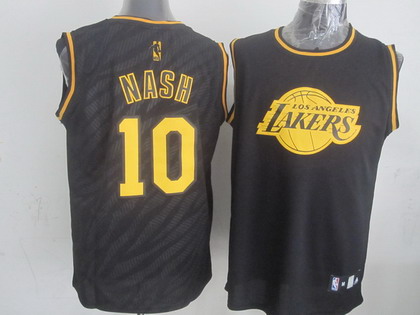 Los Angeles Lakers #10 Steve Nash Revolution 30 Swingman 2014 Black With Gold Jersey - Zenithce
