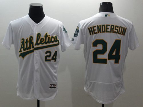Athletics #24 Rickey Henderson White Flexbase Authentic Collection Stitched Jersey - Zenithce