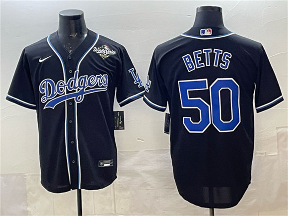 Los Angeles Dodgers #50 Mookie Betts Black Fashion 2025 World Series Cool Base Stitched Jersey - Zenithce