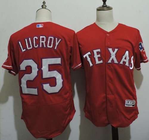Rangers #25 Jonathan Lucroy Red Flexbase Authentic Collection Stitched Jersey - Zenithce