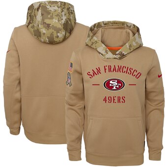 Youth San Francisco 49ers Khaki 2019 Salute To Service Therma Pullover Hoodie - Zenithce