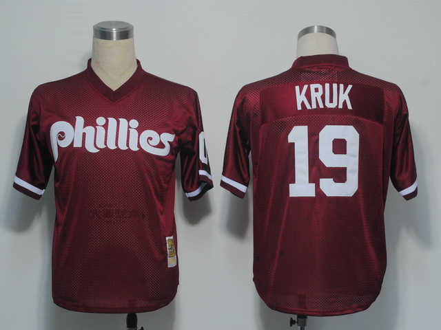 Mitchell And Ness 1991 Phillies #19 John Kruk Red Stitched Jersey - Zenithce