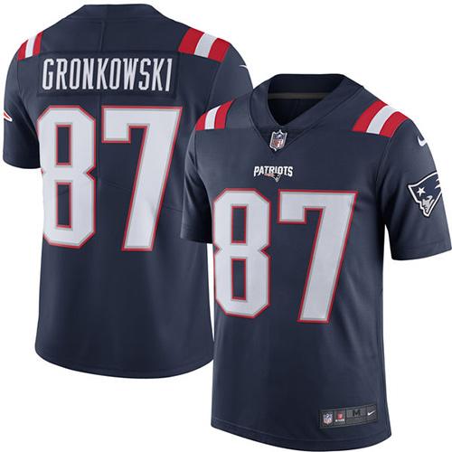 Patriots #87 Rob Gronkowski Navy Blue Stitched Limited Rush Nike Jersey - Zenithce