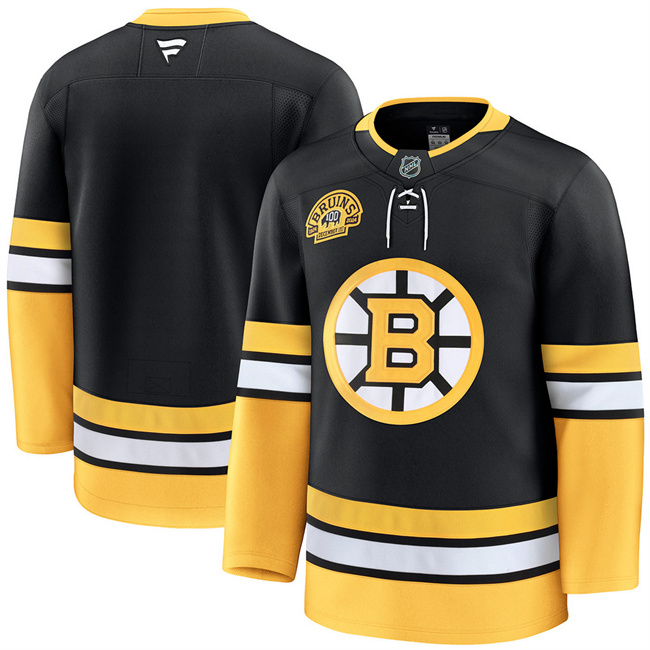 Boston Bruins Custom Black 100th Anniversary Stitched Jersey - Zenithce