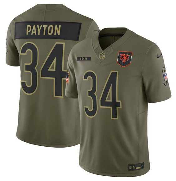 Chicago Bears #34 Walter Payton Olive 2025 Salute to Service Limited Stitched Jersey - Zenithce