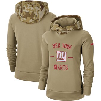 Women's New York Giants Khaki 2019 Salute To Service Therma Pullover Hoodie(Run Small) - Zenithce