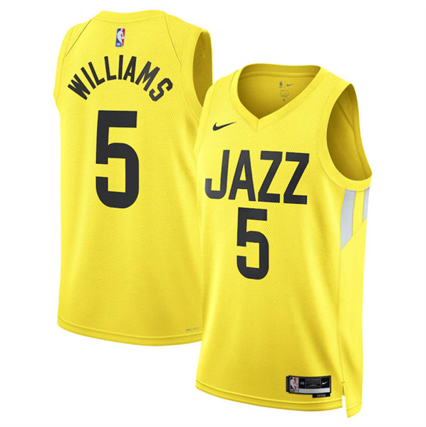 Utah Jazz #5 Cody Williams Yellow 2024 Draft Association Edition Stitched Jersey - Zenithce
