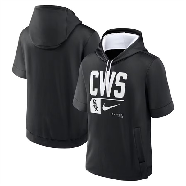 Chicago White Sox Black Tri Code Lockup Short Sleeve Pullover Hoodie - Zenithce