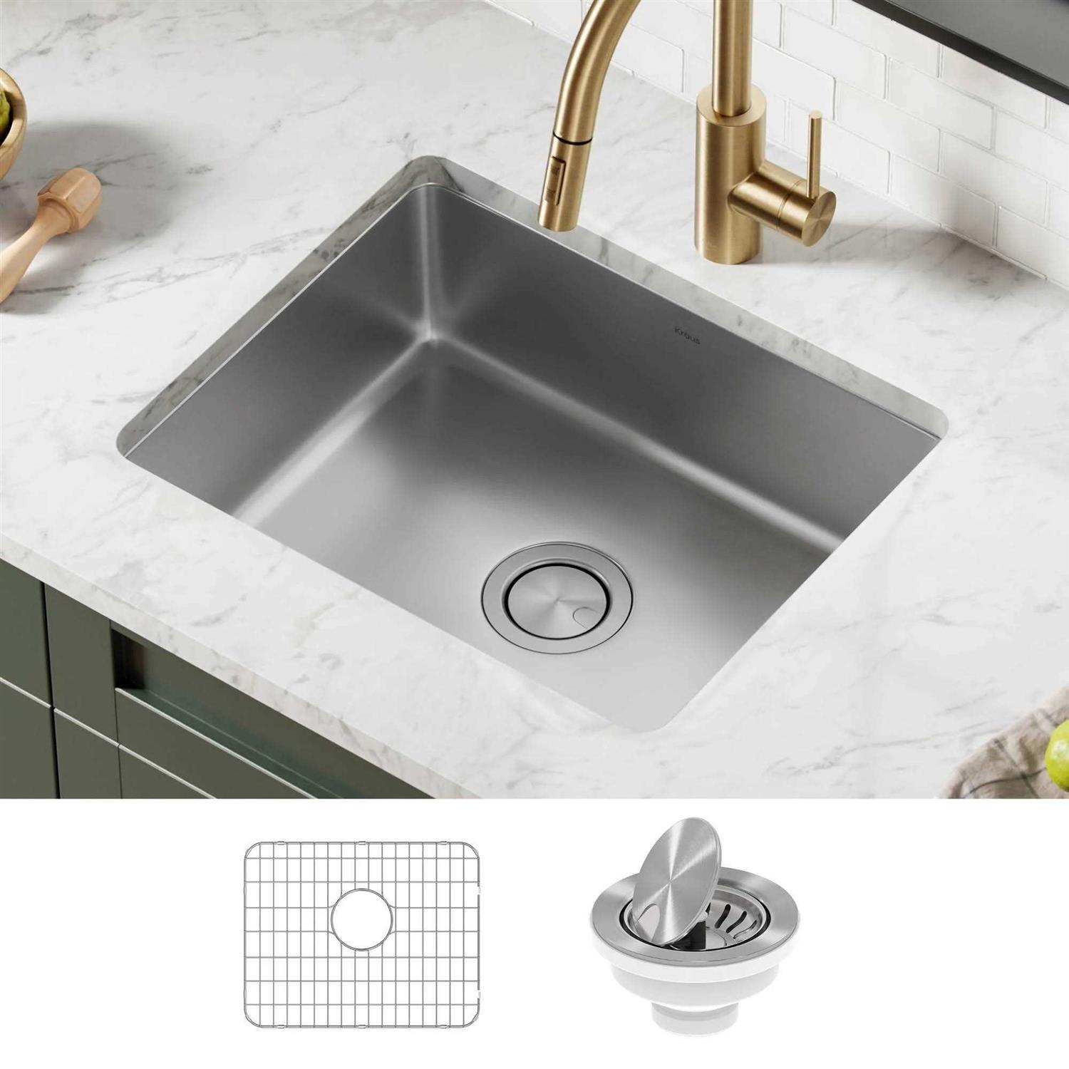 Kraus Dex 17 Undermount 16 Gauge Stainless Steel Single Bowl Kitchen Sink KA1US17B - Zenithce