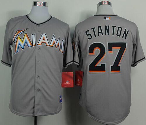 Marlins #27 Giancarlo Stanton Grey 2012 Road Stitched Jersey - Zenithce