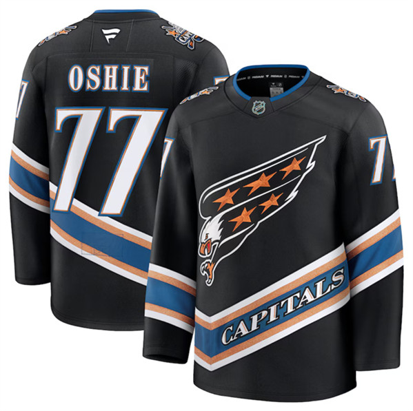 Washington Capitals #77 TJ Oshie Black 2024-25 Alternate Stitched Jersey - Zenithce
