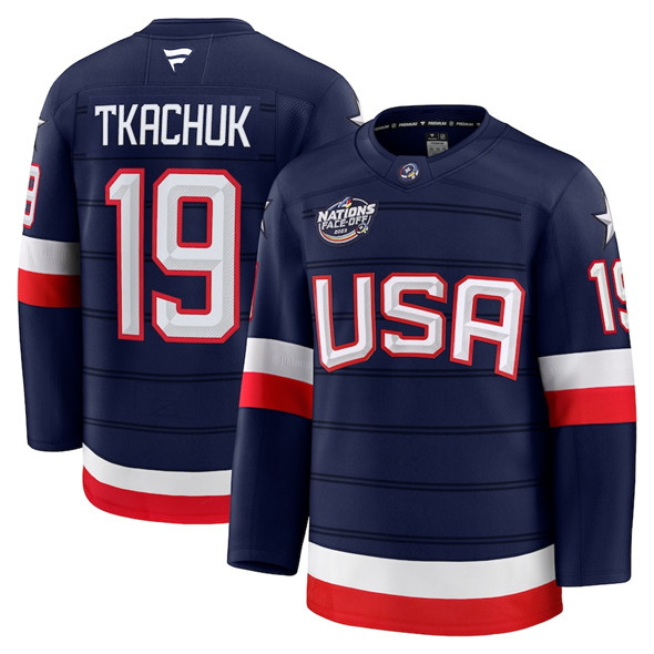 USA #19 Matthew Tkachuk Navy 2025 4 Nations Face-Off Stitched Jersey - Zenithce