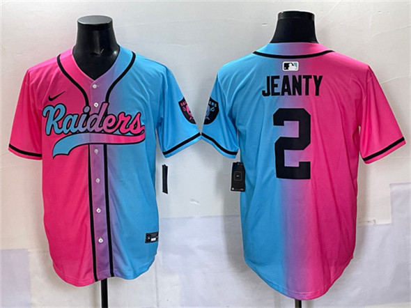 Las Vegas Raiders #2 Ashton Jeanty Pink Blue Limited Stitched Jersey - Zenithce