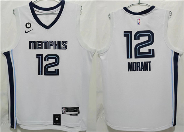 Memphis Grizzlies #12 Ja Morant White With NO.6 Patch Stitched Jersey - Zenithce
