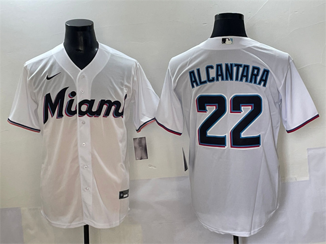 Miami Marlins #22 Sandy Alcantara White Cool Base Stitched Jersey - Zenithce