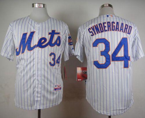 Mets #34 Noah Syndergaard White(Blue Strip) Home Cool Base Stitched Jersey - Zenithce