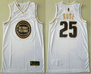 Detroit Pistons #25 Derrick Rose White Golden Swingman Stitched Jersey - Zenithce