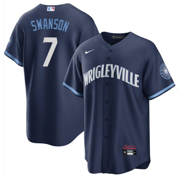 Chicago Cubs #7 Dansby Swanson Navy City Connect Cool Base Stitched Jersey - Zenithce
