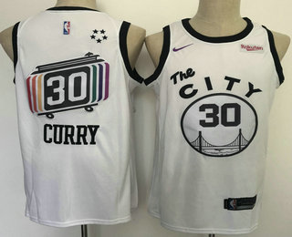 Golden State Warriors #30 Stephen Curry White 2011 City Edition NEW Rakuten Logo Swingman Jersey - Zenithce