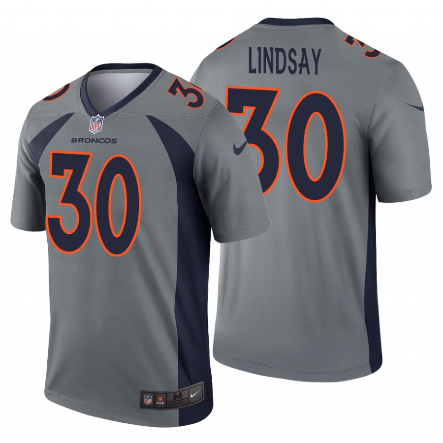 Denver Broncos #30 Phillip Lindsay Gray Inverted Legend Stitched Jersey - Zenithce