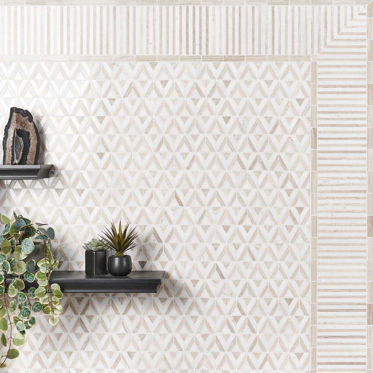 Florey Linear Corner 7.87 in. x 7.87 in. Polished Marble Floor and Wall Mosaic Tile Ivy Hill Tile - Zenithce