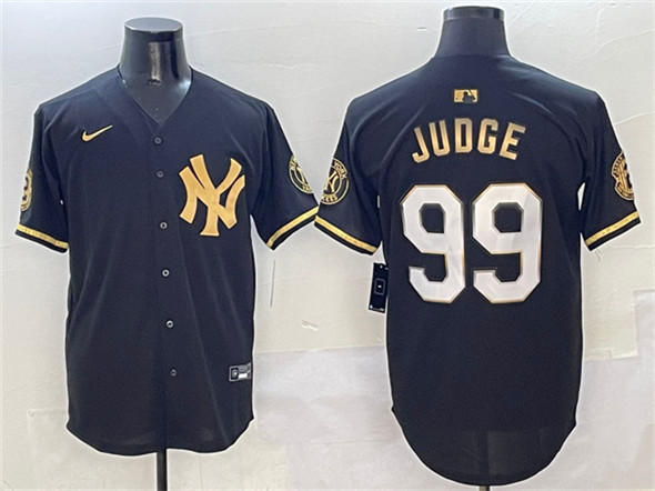 New York Yankees #99 Aaron Judge Black Gold With Patch Limited Stitched Jersey - Zenithce