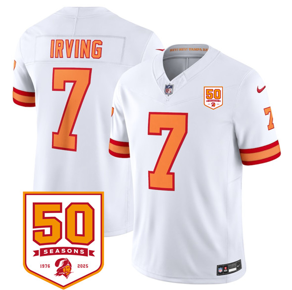 Tampa Bay Buccaneers #7 Bucky Irving White 2025 F.U.S.E. 50th Anniversary Patch Vapor Untouchable Limited Football Stitched Jersey - Zenithce