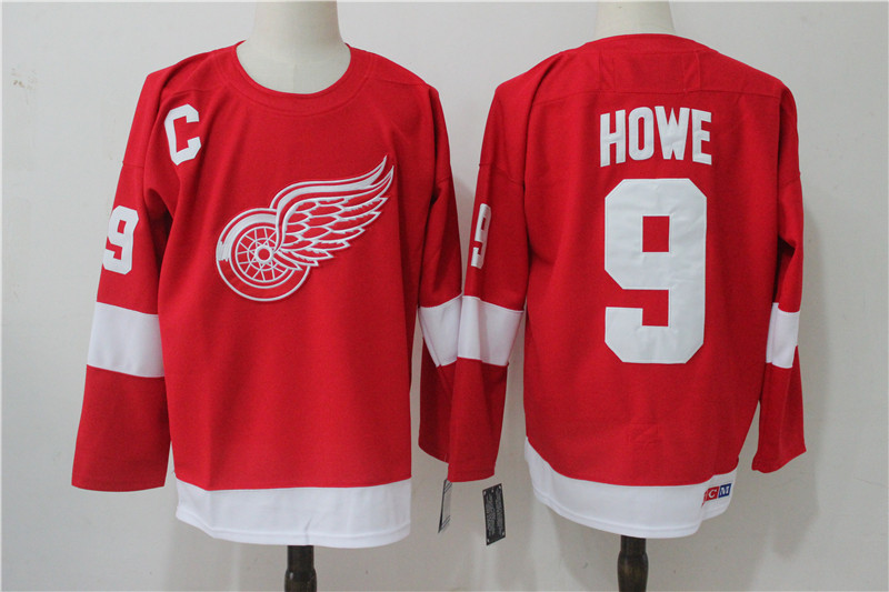 Detroit Red Wings #9 Gordie Howe Red Throwback CCM Stitched Jersey - Zenithce