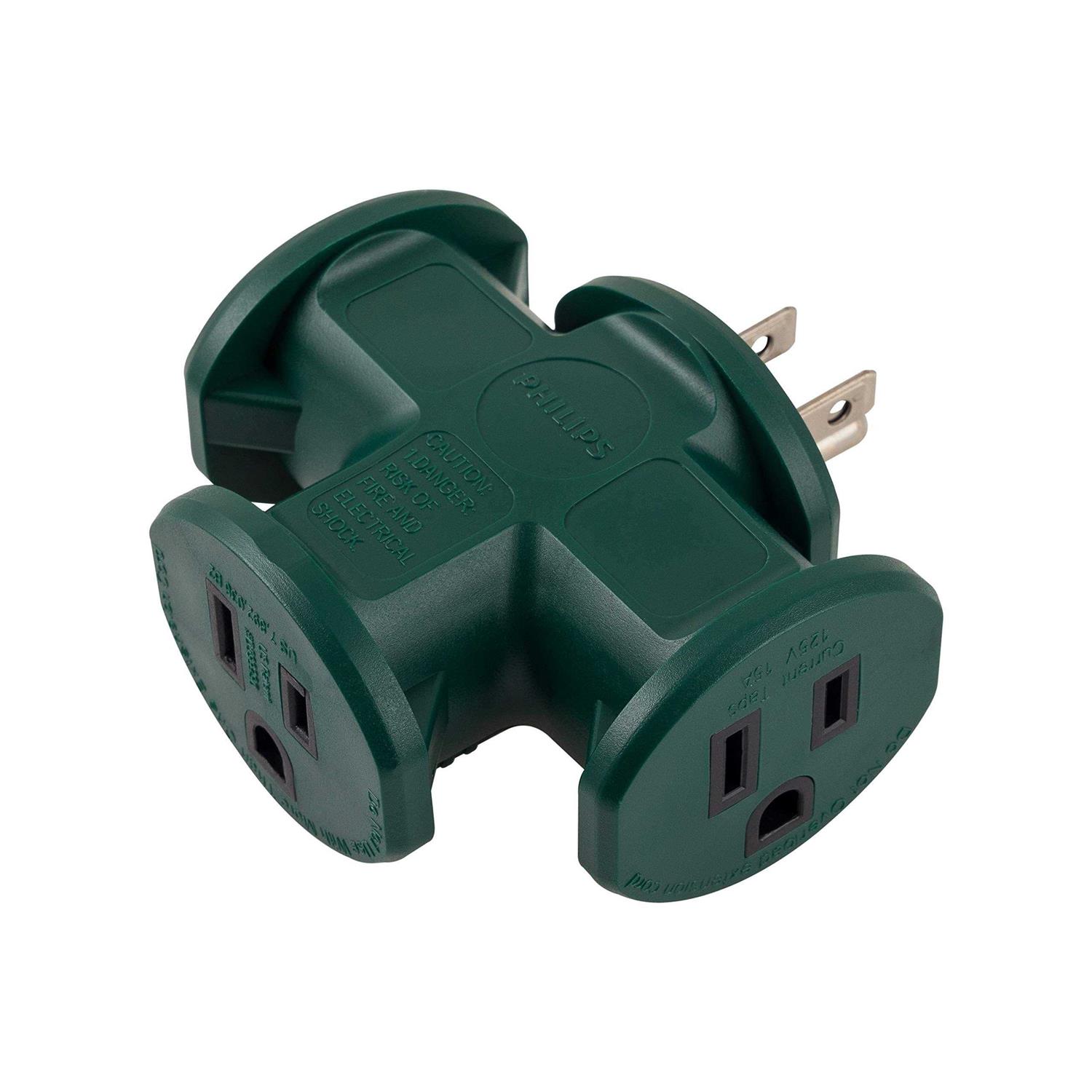 Philips EZGrip 3-Outlet 8ft. Indoor/Outdoor Extension Cord Black - Zenithce