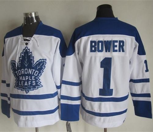 Maple Leafs #1 Johnny Bower White CCM Throwback Winter Classic Stitched Jersey - Zenithce