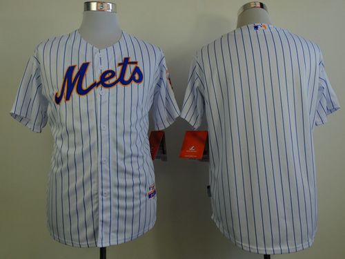 Mets Blank White(Blue Strip) Home Cool Base Stitched Jersey - Zenithce