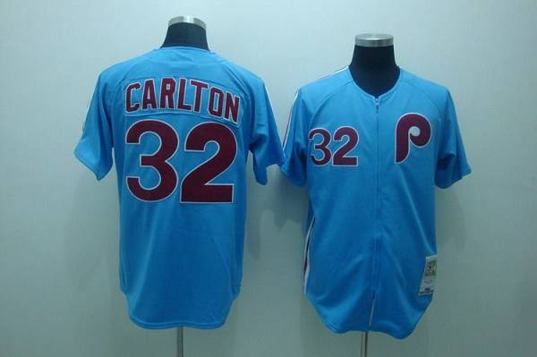 Mitchell And Ness Phillies #32 Steve Carlton Stitched Blue Throwback Jersey - Zenithce