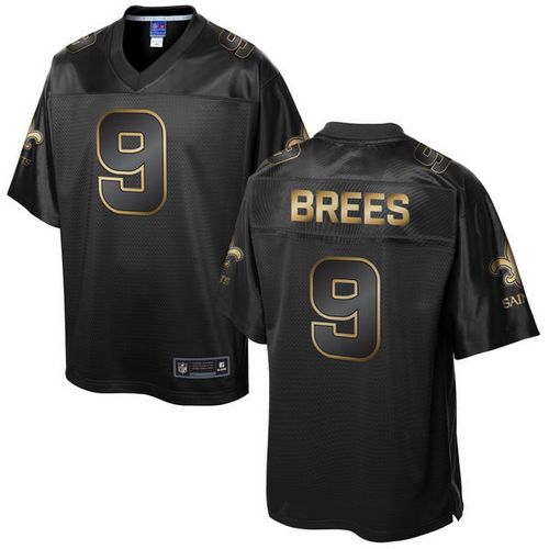 Saints #9 Drew Brees Pro Line Black Gold Collection Stitched Game Nike Jersey - Zenithce