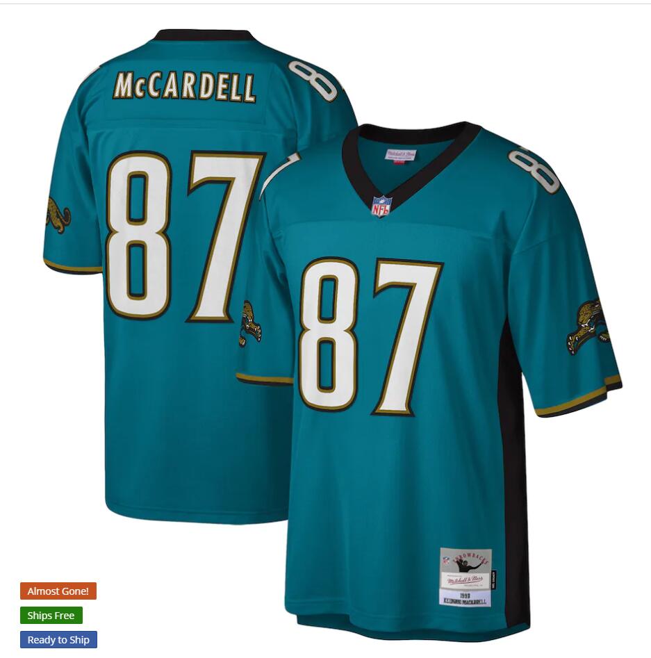 Jacksonville Jaguars #87 Keenan McCardell Mitchell Ness Teal Throwback Jersey - Zenithce