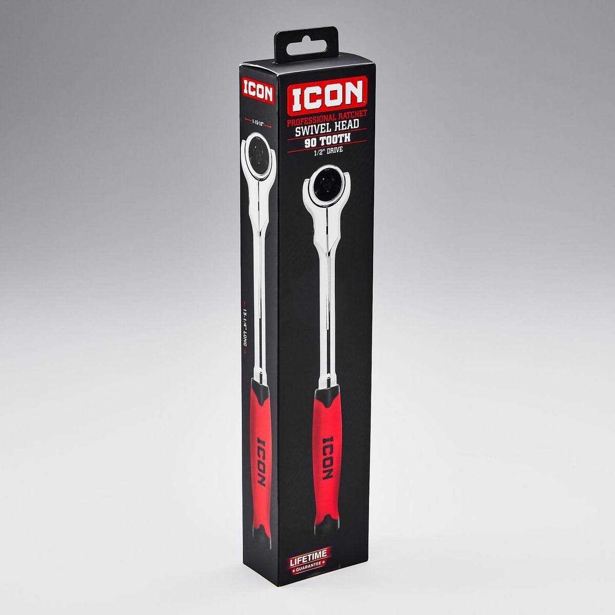 Icon 1/2 in. Drive Professional Long Reach Flex Head Ratchet - Zenithce