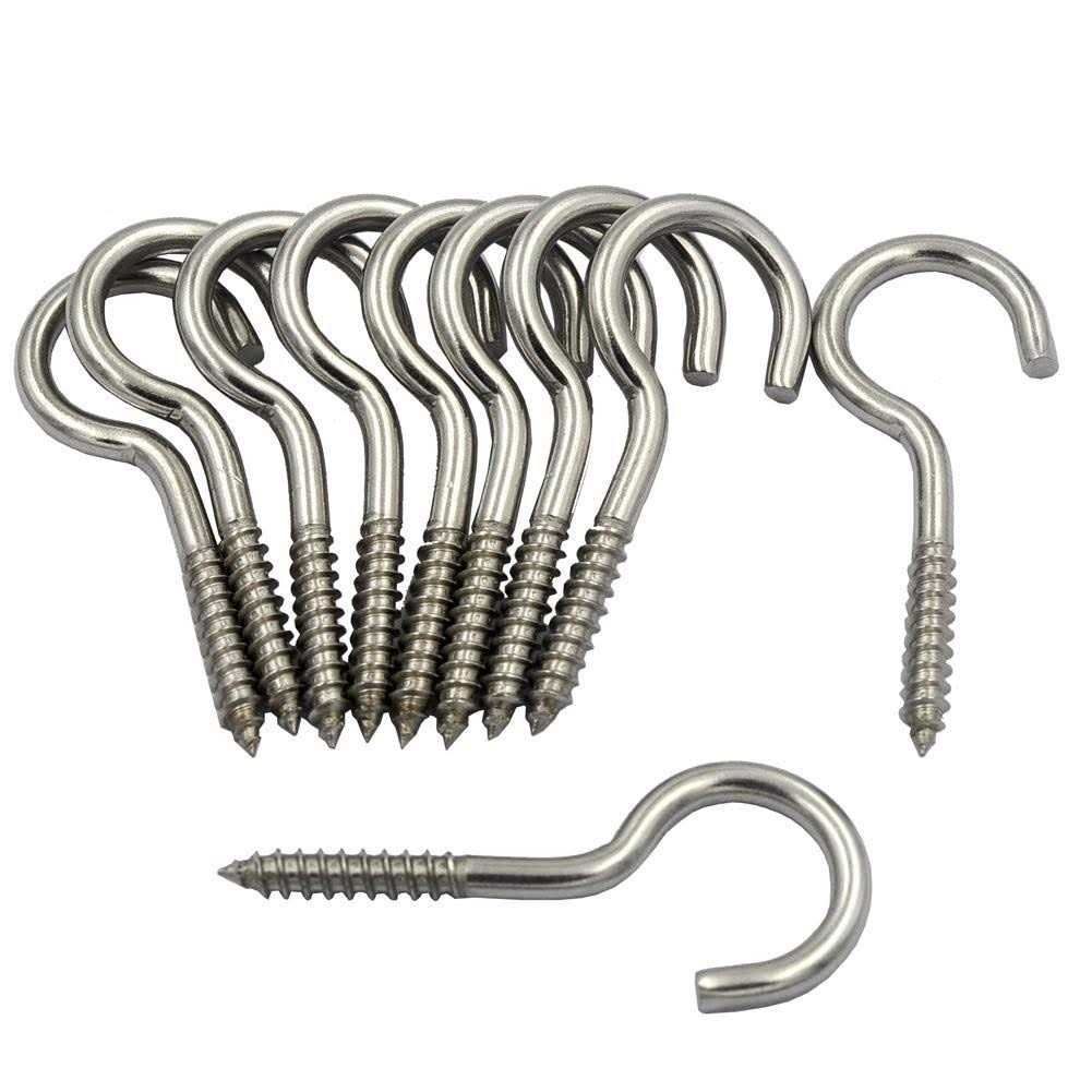 DGOL 10 pcs 2-1/2 Inch 304 Stainless Steel Screw-in Hooks Eye Bolt Ceiling Hook Screw Hanger Closed Loop - Zenithce