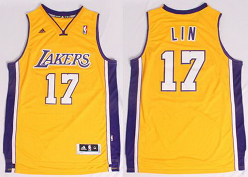 Los Angeles Lakers #17 Jeremy Lin Revolution 30 Swingman Yellow Jersey - Zenithce