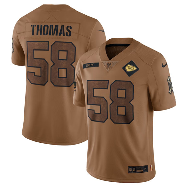 Kansas City Chiefs #58 Derrick Thomas 2023 Brown Salute To Service Limited Stitched Jersey - Zenithce