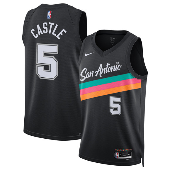San Antonio Spurs #5 Stephon Castle Black 2025-26 City Edition Swingman Stitched Jersey - Zenithce