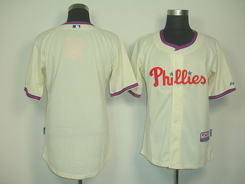 Phillies Blank Cream Cool Base Stitched Jersey - Zenithce