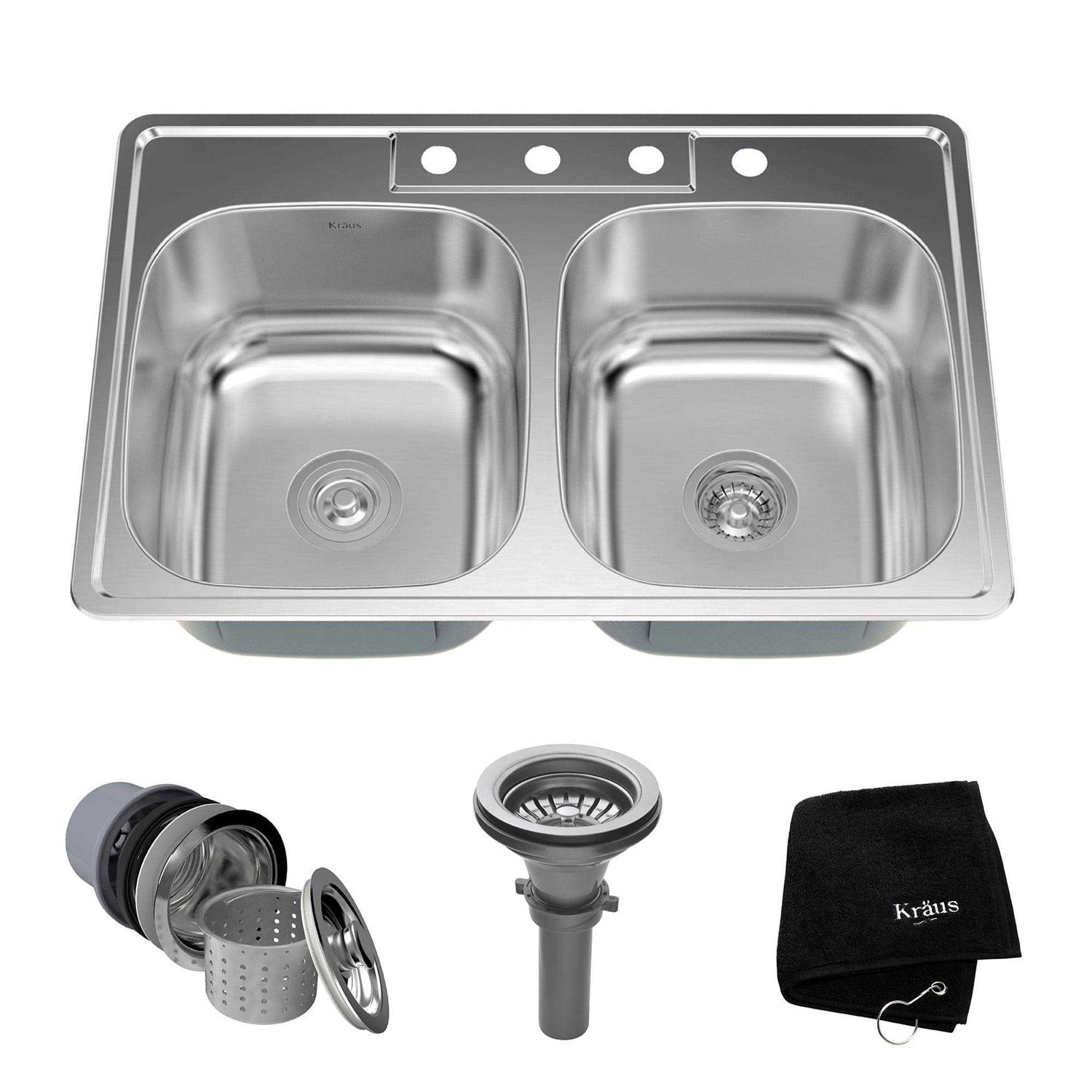 Kraus KTM25 25 inch Topmount Single Bowl Stainless Steel Kitchen Sink - Zenithce