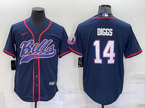 Buffalo Bills #14 Stefon Diggs Navy With Patch Cool Base Stitched Baseball Jersey - Zenithce