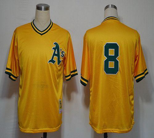 Mitchell And Ness Athletics #8 Joe Morgan Yellow Stitched Jersey - Zenithce