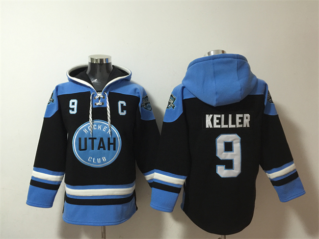 Utah Club #9 Clayton Keller Black Blue Ageless Must-Have Lace-Up Pullover Hoodie - Zenithce