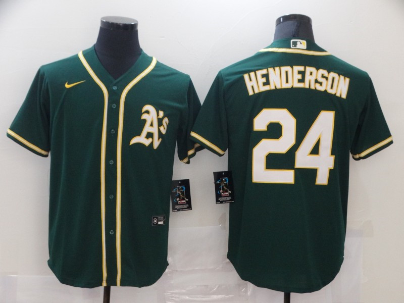 Athletics #24 Rickey Henderson Green Cool Base Stitched Jersey - Zenithce