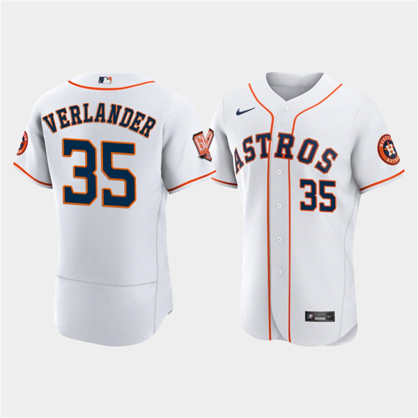 Houston Astros #35 Justin Verlander White 60th Anniversary Flex Base Stitched Baseball Jersey - Zenithce